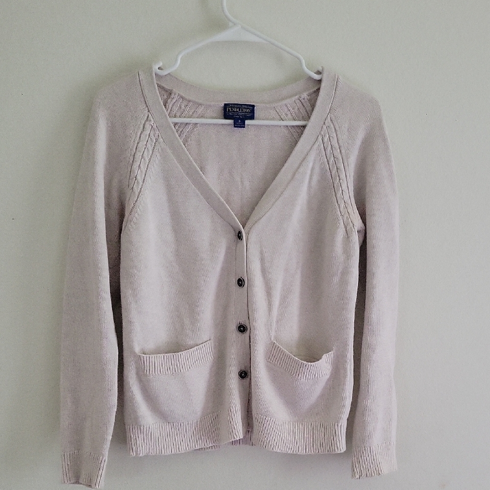 Pendleton Cream V-Neck Button Cardigan